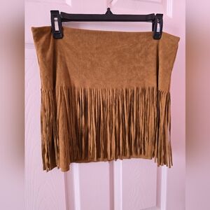 Rewind Faux Suede Fringe Mini Skirt